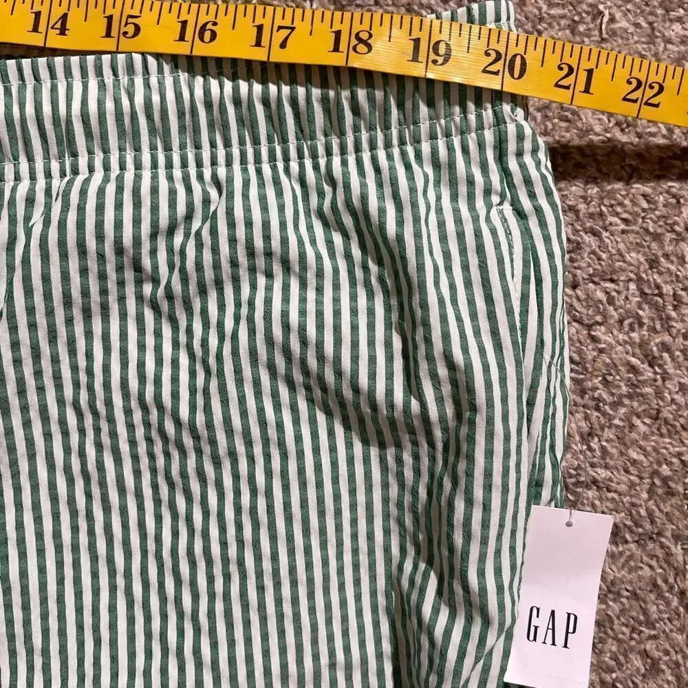 GAP Green and White Striped Men's Swim Board Shorts